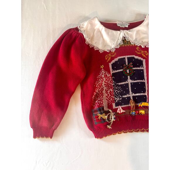 Vintage 1990s Christmas Sweater Pullover Novelty Santa Presents Holiday AS IS - Picture 5 of 16